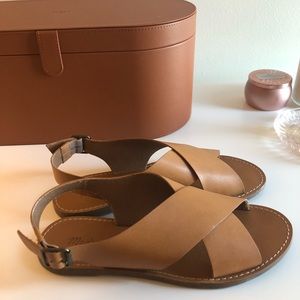 Cognac leather cross Madewell sandals - like new